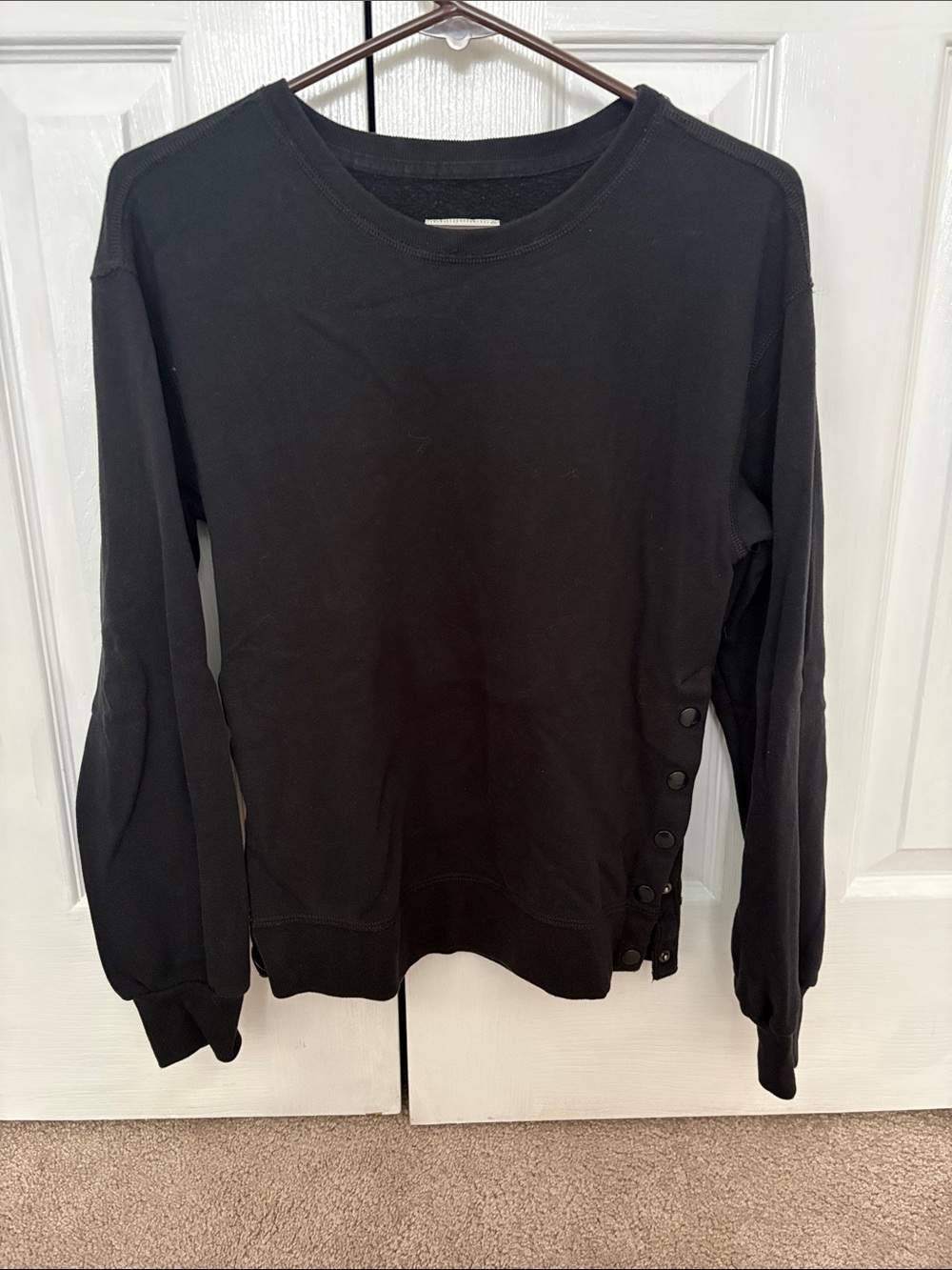 Abercrombie & Fitch Black Side-Button Crewneck Sweater